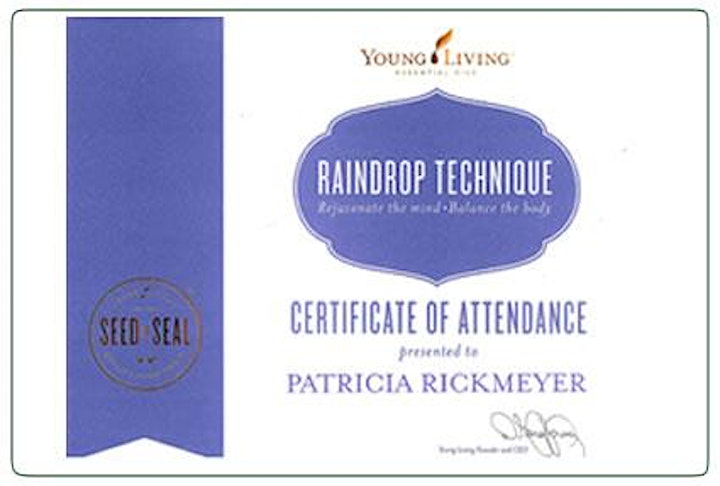 Raindrop Technique Zertifikat Patricia Rickmeyer